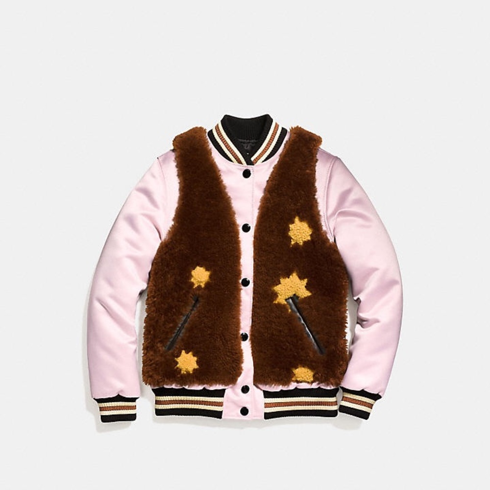 Coach Sundae Shearling Varsity Jacket